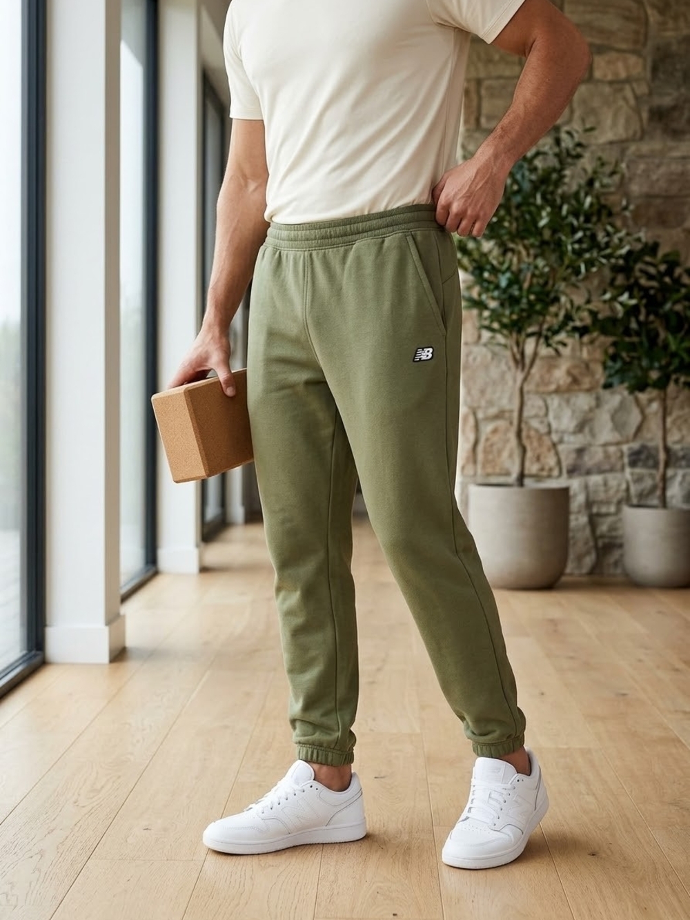 New Balance Men's Olive Green Fleece Joggers